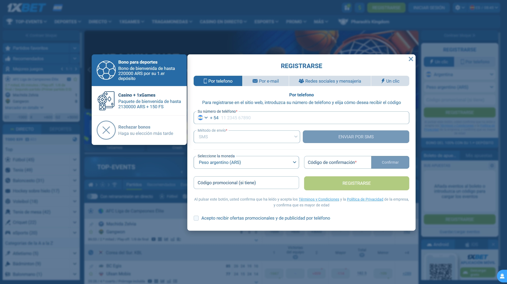 1xBet Registrarse